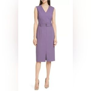 Hugo Boss Dandorina purple v-neck dress pencil sheath dress size 4